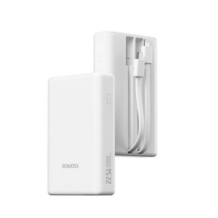 Romoss 20000mAh 22.5W power bank with built-in cables